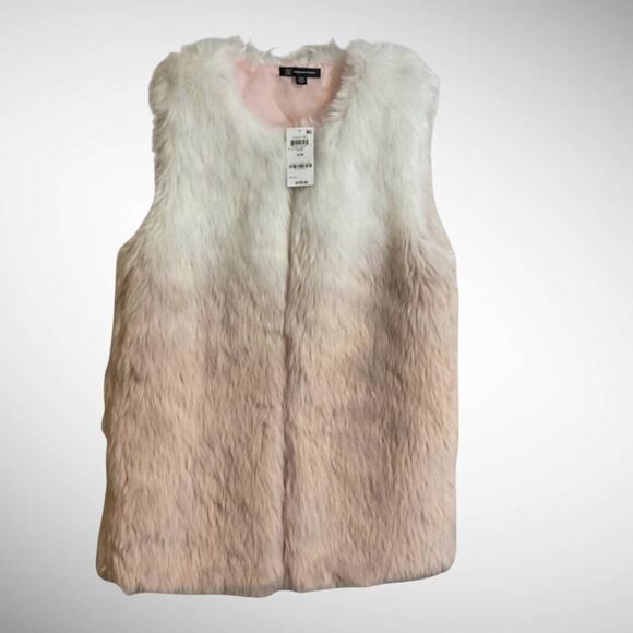 INC International Concepts Vest Women’s Size S/M Pink White Soft Faux-Fur Ombre - Picture 6 of 8